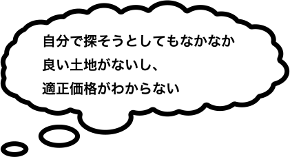 自分で探そうとしてもなかなか良い土地がないし、適正価格がわからない